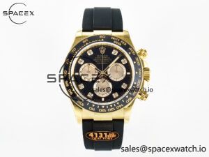 Daytona 126518 QF 1:1 Best Edition Black/YG Diamonds Dial on Oysterflex Strap SH4131 V6(Gain Weight)