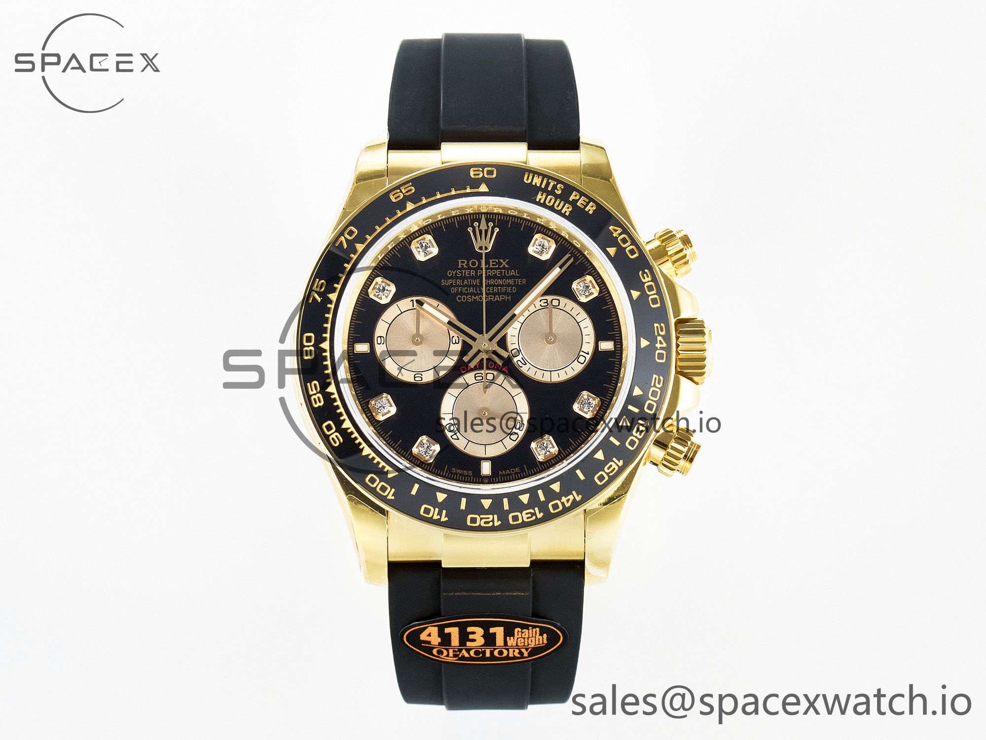IMG_0580 拷贝 Daytona 126518 QF 1:1 Best Edition Black/YG Diamonds Dial on Oysterflex Strap SH4131 V6(Gain Weight) - Image 1