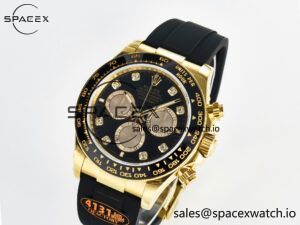 Daytona 126518 QF 1:1 Best Edition Black/YG Diamonds Dial on Oysterflex Strap SH4131 V6(Gain Weight) - Image 4