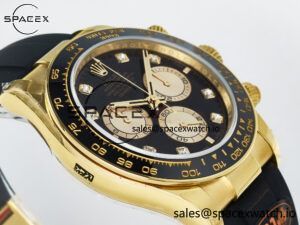 Daytona 126518 QF 1:1 Best Edition Black/YG Diamonds Dial on Oysterflex Strap SH4131 V6(Gain Weight) - Image 6
