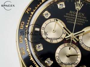 Daytona 126518 QF 1:1 Best Edition Black/YG Diamonds Dial on Oysterflex Strap SH4131 V6(Gain Weight) - Image 12