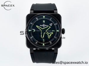 BR-03 Gyrocompass BRF 1:1 Best Edition Black Dial on Black Rubber Strap MIYOTA 9015
