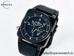 BR-03 Gyrocompass BRF 1:1 Best Edition Black Dial on Black Rubber Strap MIYOTA 9015 - Image 4