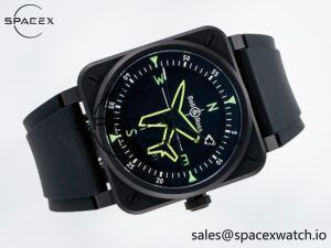 BR-03 Gyrocompass BRF 1:1 Best Edition Black Dial on Black Rubber Strap MIYOTA 9015 - Image 8