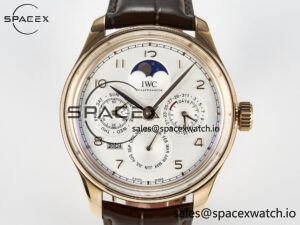 IW5033 Portugieser Perpetual Calendar RG V9F 1:1 Best Edition White Dial on Brown Leather Strap A52610 - Image 2