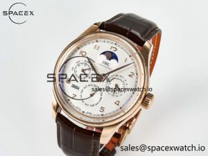 IW5033 Portugieser Perpetual Calendar RG V9F 1:1 Best Edition White Dial on Brown Leather Strap A52610 - Image 4