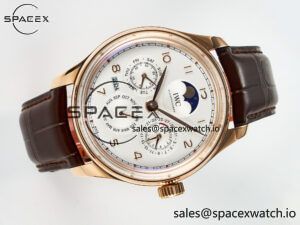 IW5033 Portugieser Perpetual Calendar RG V9F 1:1 Best Edition White Dial on Brown Leather Strap A52610 - Image 8