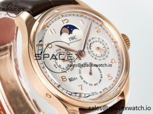 IW5033 Portugieser Perpetual Calendar RG V9F 1:1 Best Edition White Dial on Brown Leather Strap A52610 - Image 3