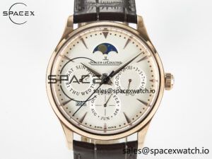 Master Ultra Thin Perpetual Calendar RG V9F 1:1 Best Edition White Dial on Brown Leather Strap A868 V2 - Image 2