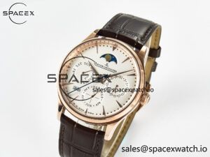 Master Ultra Thin Perpetual Calendar RG V9F 1:1 Best Edition White Dial on Brown Leather Strap A868 V2 - Image 4