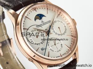 Master Ultra Thin Perpetual Calendar RG V9F 1:1 Best Edition White Dial on Brown Leather Strap A868 V2 - Image 3