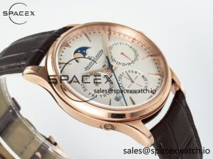 Master Ultra Thin Perpetual Calendar RG V9F 1:1 Best Edition White Dial on Brown Leather Strap A868 V2 - Image 6