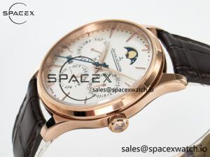 Master Ultra Thin Perpetual Calendar RG V9F 1:1 Best Edition White Dial on Brown Leather Strap A868 V2 - Image 5