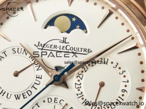 Master Ultra Thin Perpetual Calendar RG V9F 1:1 Best Edition White Dial on Brown Leather Strap A868 V2 - Image 9