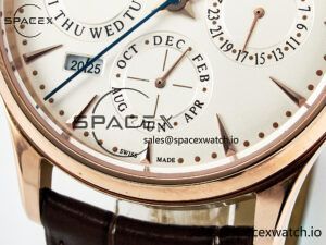 Master Ultra Thin Perpetual Calendar RG V9F 1:1 Best Edition White Dial on Brown Leather Strap A868 V2 - Image 11