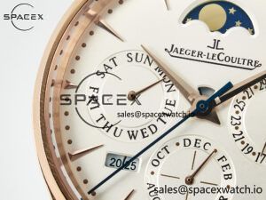 Master Ultra Thin Perpetual Calendar RG V9F 1:1 Best Edition White Dial on Brown Leather Strap A868 V2 - Image 12