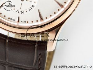 Master Ultra Thin Perpetual Calendar RG V9F 1:1 Best Edition White Dial on Brown Leather Strap A868 V2 - Image 13