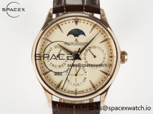 Master Ultra Thin Perpetual Calendar RG V9F 1:1 Best Edition Cream Dial on Brown Leather Strap A868 V2 - Image 2