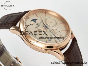 Master Ultra Thin Perpetual Calendar RG V9F 1:1 Best Edition Cream Dial on Brown Leather Strap A868 V2 - Image 6