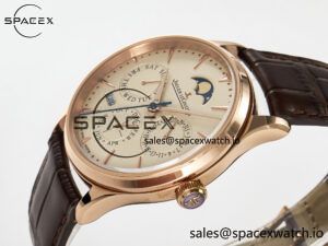 Master Ultra Thin Perpetual Calendar RG V9F 1:1 Best Edition Cream Dial on Brown Leather Strap A868 V2 - Image 5