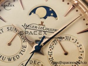 Master Ultra Thin Perpetual Calendar RG V9F 1:1 Best Edition Cream Dial on Brown Leather Strap A868 V2 - Image 9