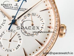 Master Ultra Thin Perpetual Calendar RG V9F 1:1 Best Edition White Dial Diamonds Bezel on Black Leather Strap A868 V2 - Image 10