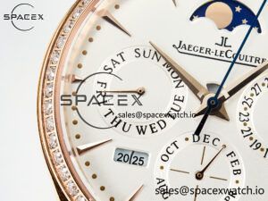 Master Ultra Thin Perpetual Calendar RG V9F 1:1 Best Edition White Dial Diamonds Bezel on Black Leather Strap A868 V2 - Image 12