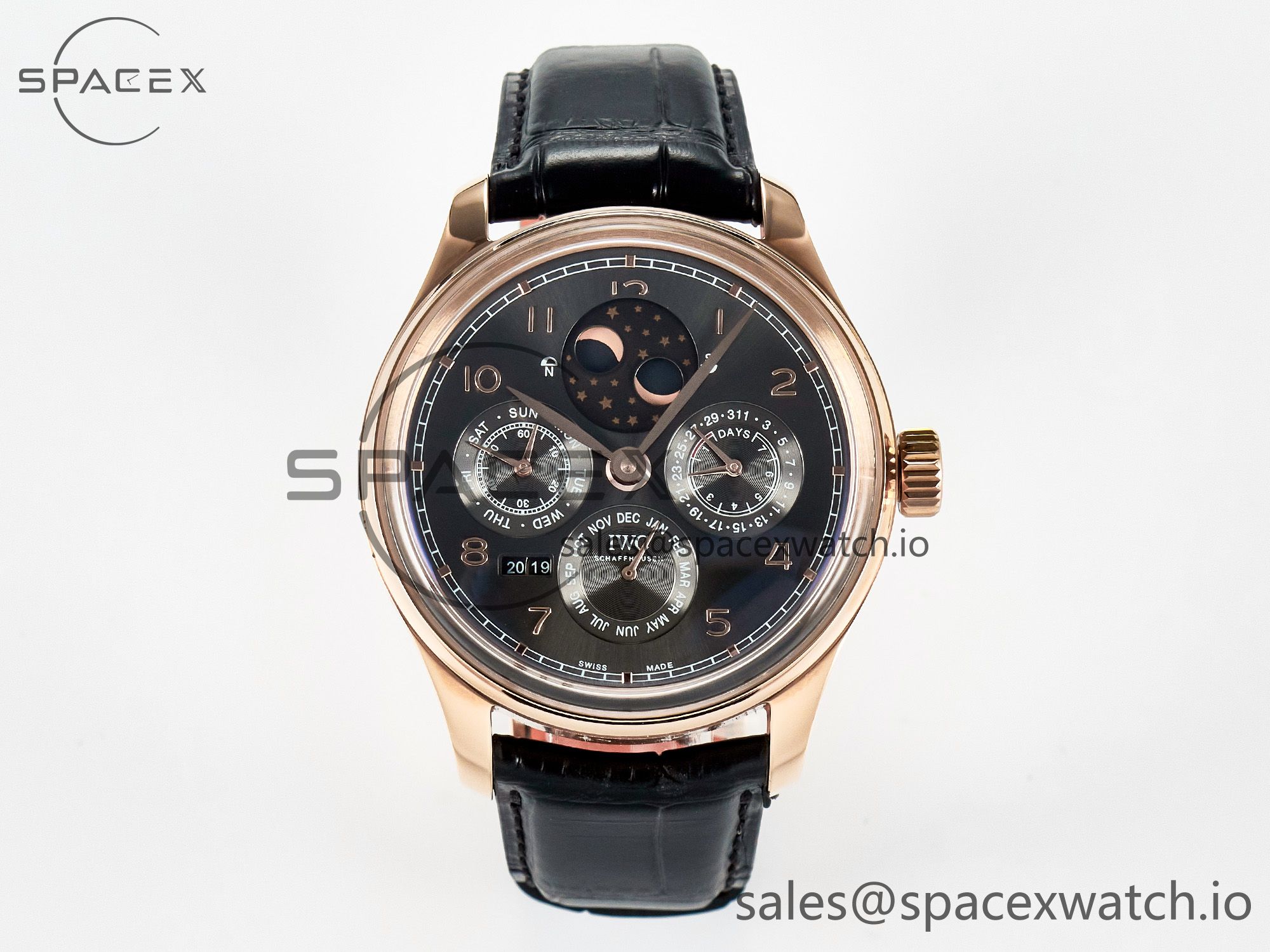 IMG_1874 拷贝 IW5034 Portugieser Perpetual Calendar RG V9F 1:1 Best Edition Black Dial on Black Leather Strap A52610 - Image 1
