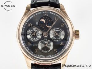 IW5034 Portugieser Perpetual Calendar RG V9F 1:1 Best Edition Black Dial on Black Leather Strap A52610 - Image 2