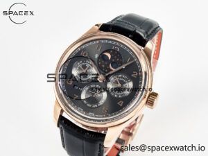 IW5034 Portugieser Perpetual Calendar RG V9F 1:1 Best Edition Black Dial on Black Leather Strap A52610 - Image 4