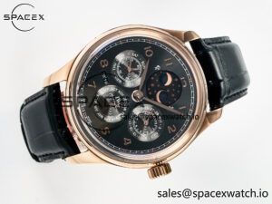 IW5034 Portugieser Perpetual Calendar RG V9F 1:1 Best Edition Black Dial on Black Leather Strap A52610 - Image 8