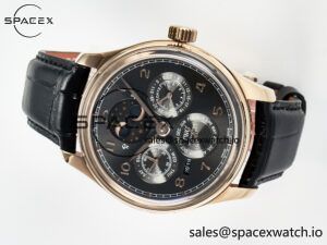 IW5034 Portugieser Perpetual Calendar RG V9F 1:1 Best Edition Black Dial on Black Leather Strap A52610 - Image 7