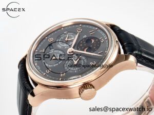 IW5034 Portugieser Perpetual Calendar RG V9F 1:1 Best Edition Black Dial on Black Leather Strap A52610 - Image 5
