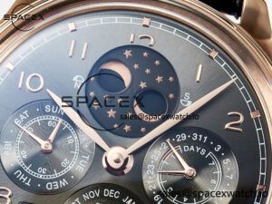 IW5034 Portugieser Perpetual Calendar RG V9F 1:1 Best Edition Black Dial on Black Leather Strap A52610 - Image 9