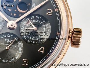 IW5034 Portugieser Perpetual Calendar RG V9F 1:1 Best Edition Black Dial on Black Leather Strap A52610 - Image 10