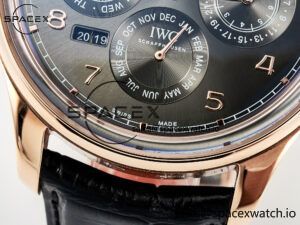 IW5034 Portugieser Perpetual Calendar RG V9F 1:1 Best Edition Black Dial on Black Leather Strap A52610 - Image 11
