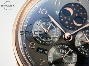 IW5034 Portugieser Perpetual Calendar RG V9F 1:1 Best Edition Black Dial on Black Leather Strap A52610 - Image 12