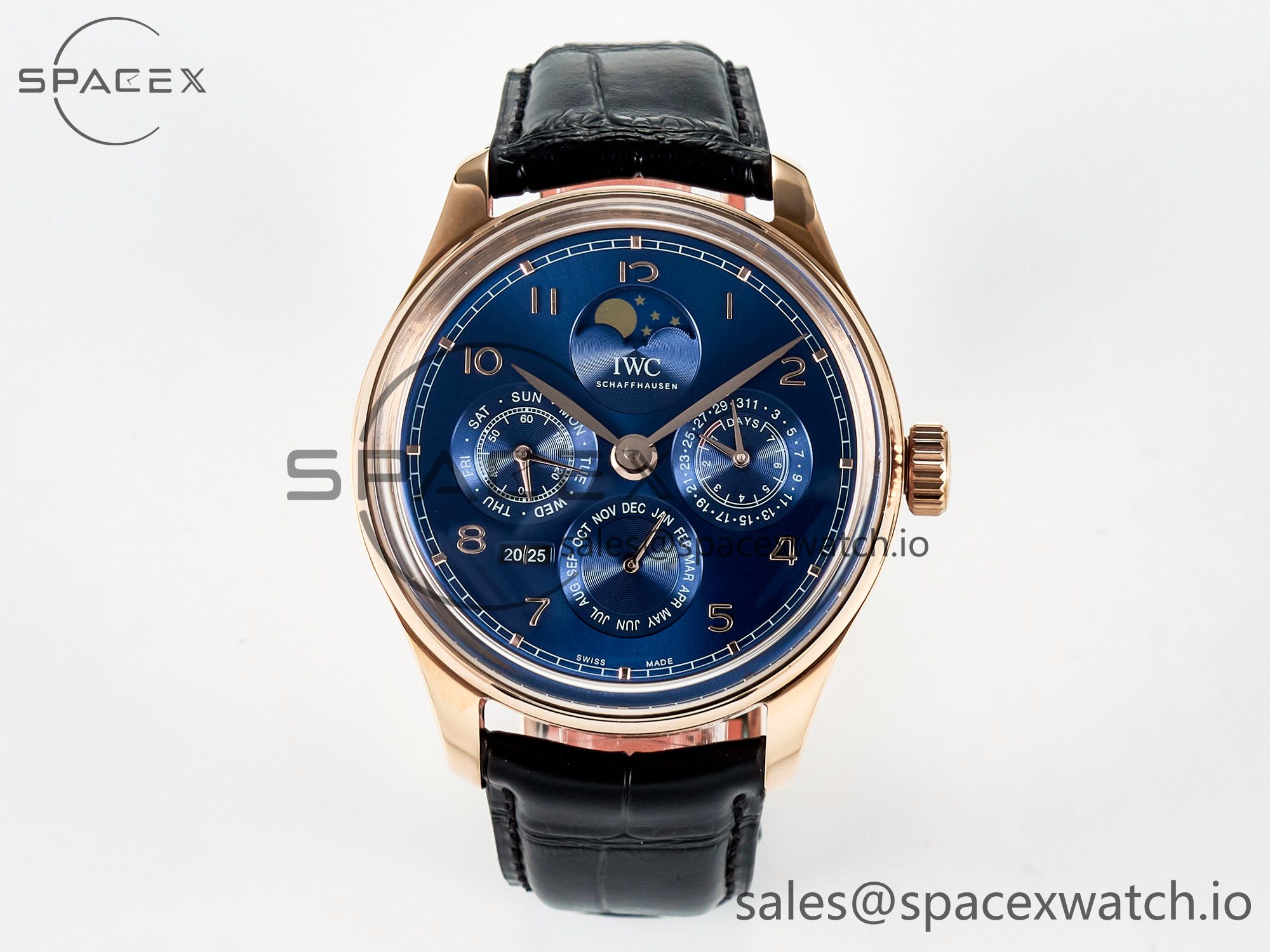 IMG_1904 拷贝 IW5033 Portugieser Perpetual Calendar RG V9F 1:1 Best Edition White Dial on Black Leather Strap A52610 - Image 1