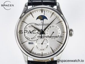 Master Ultra Thin Perpetual Calendar SS V9F 1:1 Best Edition White Dial on Black Leather Strap A868 V2 - Image 2