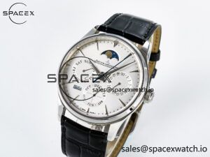 Master Ultra Thin Perpetual Calendar SS V9F 1:1 Best Edition White Dial on Black Leather Strap A868 V2 - Image 4