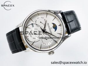 Master Ultra Thin Perpetual Calendar SS V9F 1:1 Best Edition White Dial on Black Leather Strap A868 V2 - Image 8