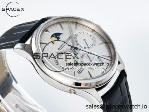 Master Ultra Thin Perpetual Calendar SS V9F 1:1 Best Edition White Dial on Black Leather Strap A868 V2 - Image 6