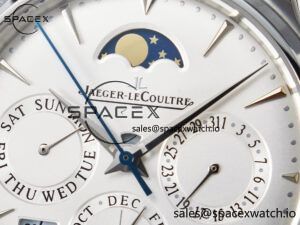 Master Ultra Thin Perpetual Calendar SS V9F 1:1 Best Edition White Dial on Black Leather Strap A868 V2 - Image 9