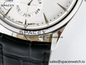 Master Ultra Thin Perpetual Calendar SS V9F 1:1 Best Edition White Dial on Black Leather Strap A868 V2 - Image 13