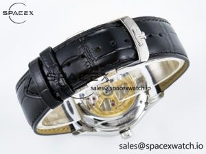 Master Ultra Thin Perpetual Calendar SS V9F 1:1 Best Edition White Dial Diamonds Bezel on Black Leather Strap A868 V2 - Image 16