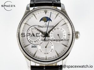 Master Ultra Thin Perpetual Calendar SS V9F 1:1 Best Edition White Dial Diamonds Bezel on Black Leather Strap A868 V2 - Image 2