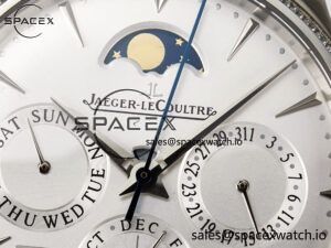 Master Ultra Thin Perpetual Calendar SS V9F 1:1 Best Edition White Dial Diamonds Bezel on Black Leather Strap A868 V2 - Image 9
