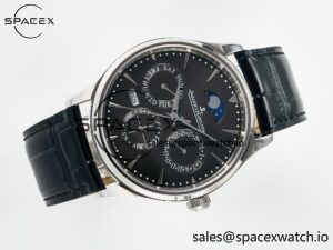 Master Ultra Thin Perpetual Calendar SS V9F 1:1 Best Edition Gray Dial on Black Leather Strap A868 V2 - Image 8