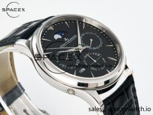 Master Ultra Thin Perpetual Calendar SS V9F 1:1 Best Edition Gray Dial on Black Leather Strap A868 V2 - Image 6