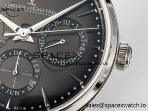 Master Ultra Thin Perpetual Calendar SS V9F 1:1 Best Edition Gray Dial on Black Leather Strap A868 V2 - Image 10